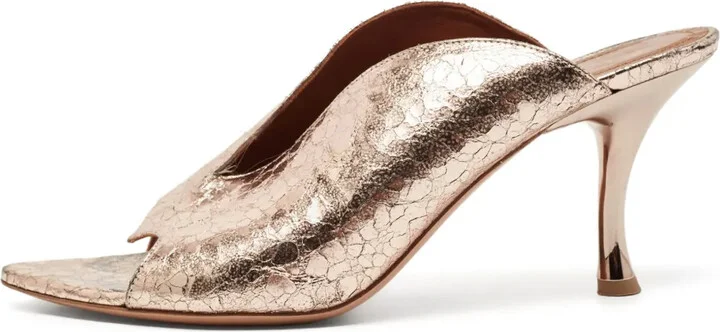90mm Leather Heeled Mules