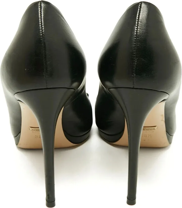 90mm Leather Horsebit-Detail Peep-Toe Pumps - Image 2
