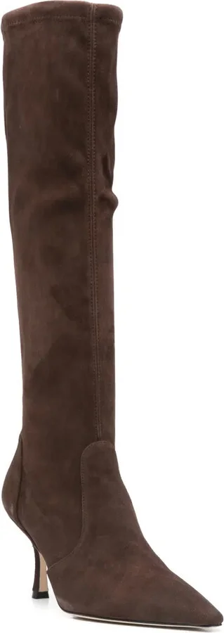 90mm Leather Knee-High Boots - Image 2