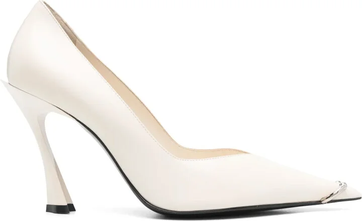 90mm Leather Piercing Fang Pumps