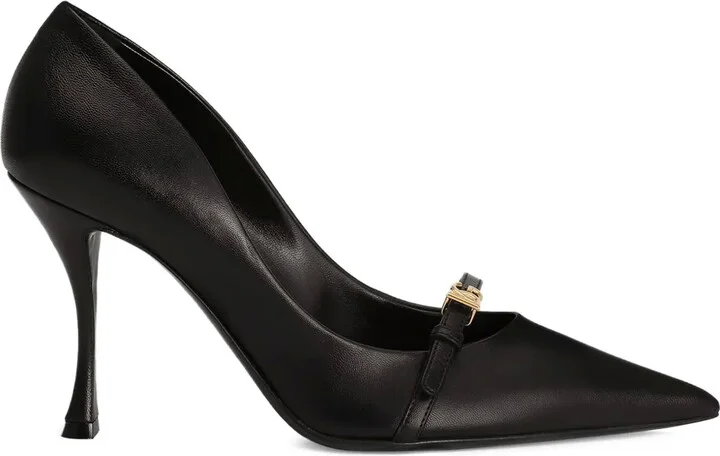 90MM leather pointed-toe pumps