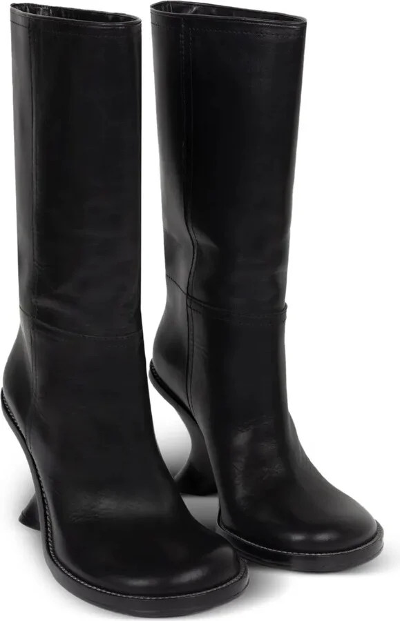 90mm Leather Wedge Boots - Image 2