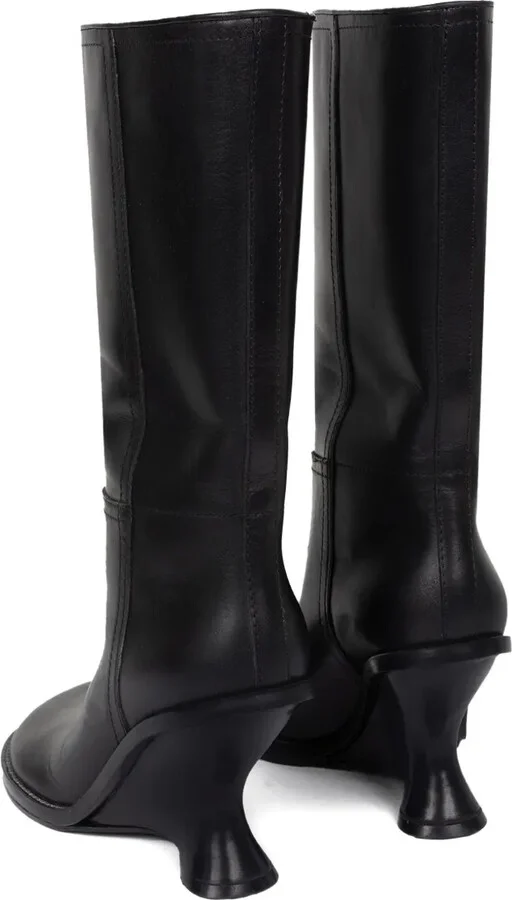 90mm Leather Wedge Boots - Image 3