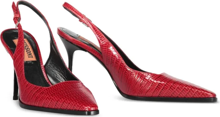 90mm Lizard-Skin Print Slingback Pumps - Image 2