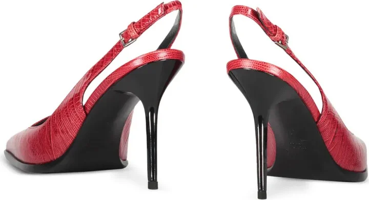 90mm Lizard-Skin Print Slingback Pumps - Image 3