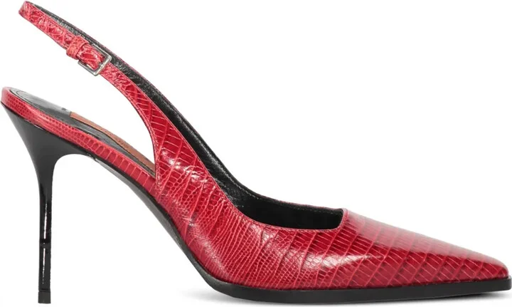 90mm Lizard-Skin Print Slingback Pumps