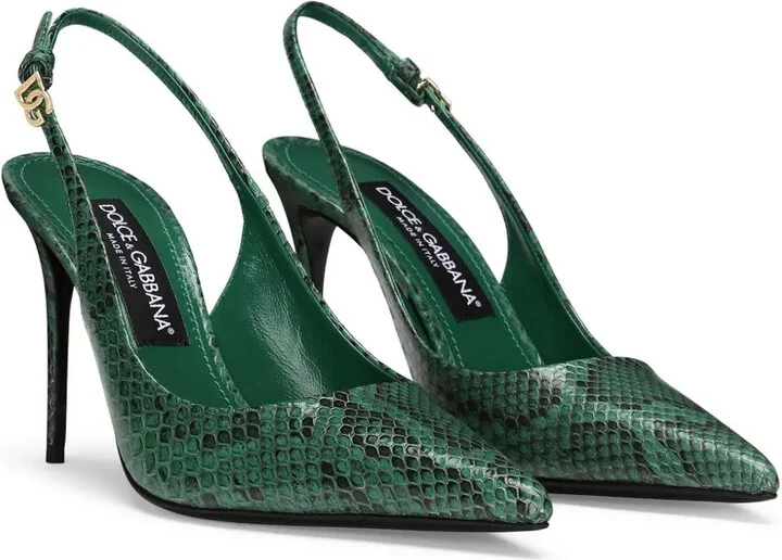 90mm Lollo snakeskin-effect slingback pumps - Image 2