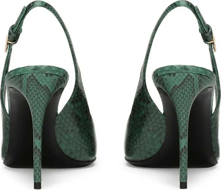 90mm Lollo snakeskin-effect slingback pumps - Image 3
