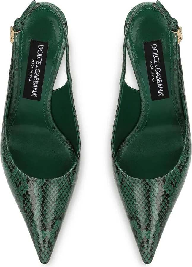 90mm Lollo snakeskin-effect slingback pumps - Image 4