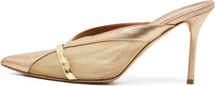 90mm Metallic Pointed-Toe Mules
