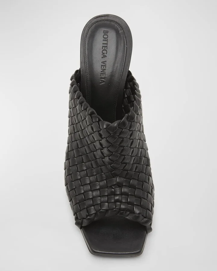 90mm Mini Weave Nappa Leather Knot Mule Sandals - Image 2