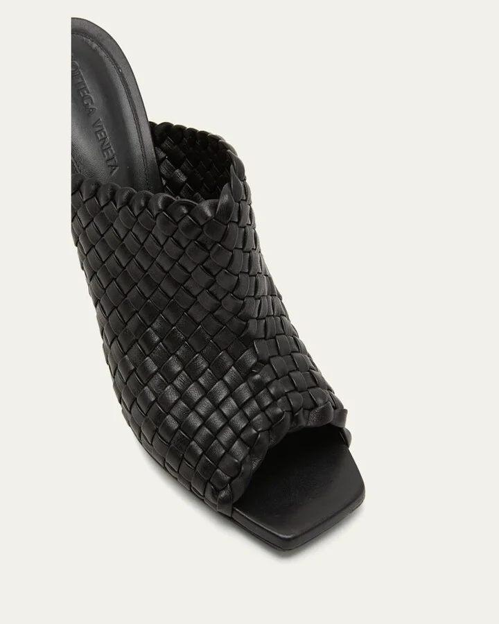 90mm Mini Weave Nappa Leather Knot Mule Sandals - Image 7
