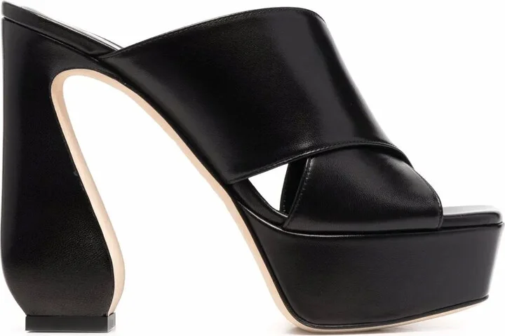 90mm Platform Leather Mules
