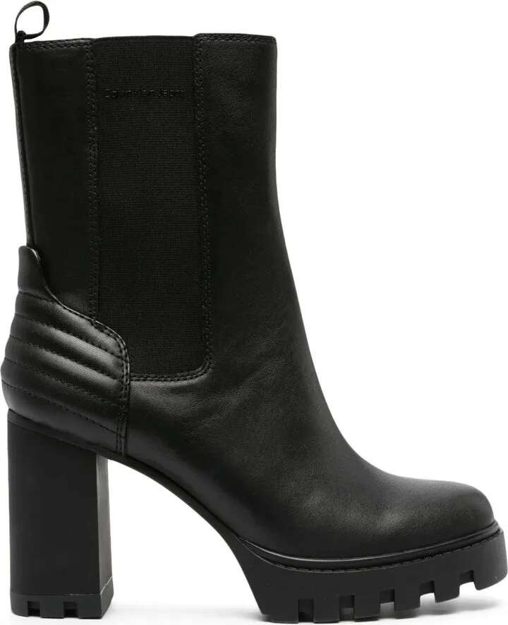 90mm Quilted-Panel Leather Platform Boots
