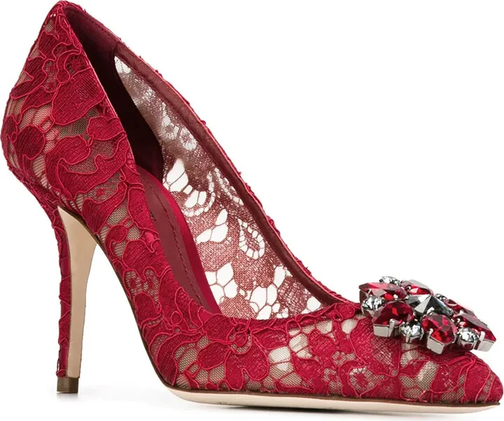 90mm Rainbow Lace brooch-detail pumps - Image 2