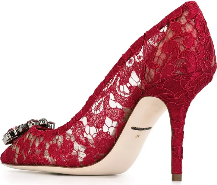 90mm Rainbow Lace brooch-detail pumps - Image 3