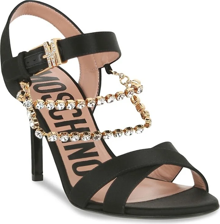 90MM Rhinestone-Embellished Stiletto Sandals - Image 3