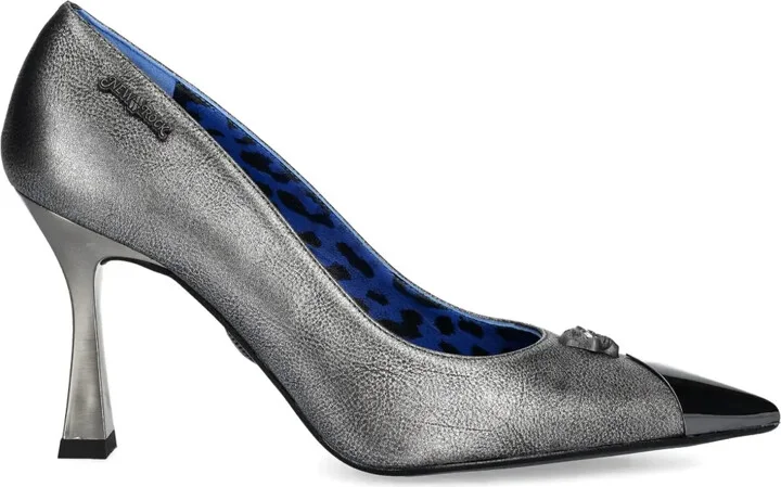 90mm Skull-Detail Metallic Pumps