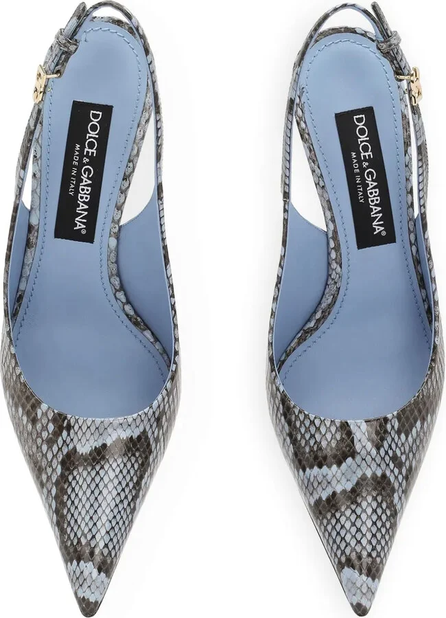 90mm Snakeskin-Effect Slingback Pumps - Image 4