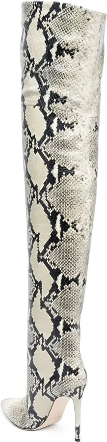 90mm Snakeskin-Print Pointed-Toe Leather Boots - Image 3