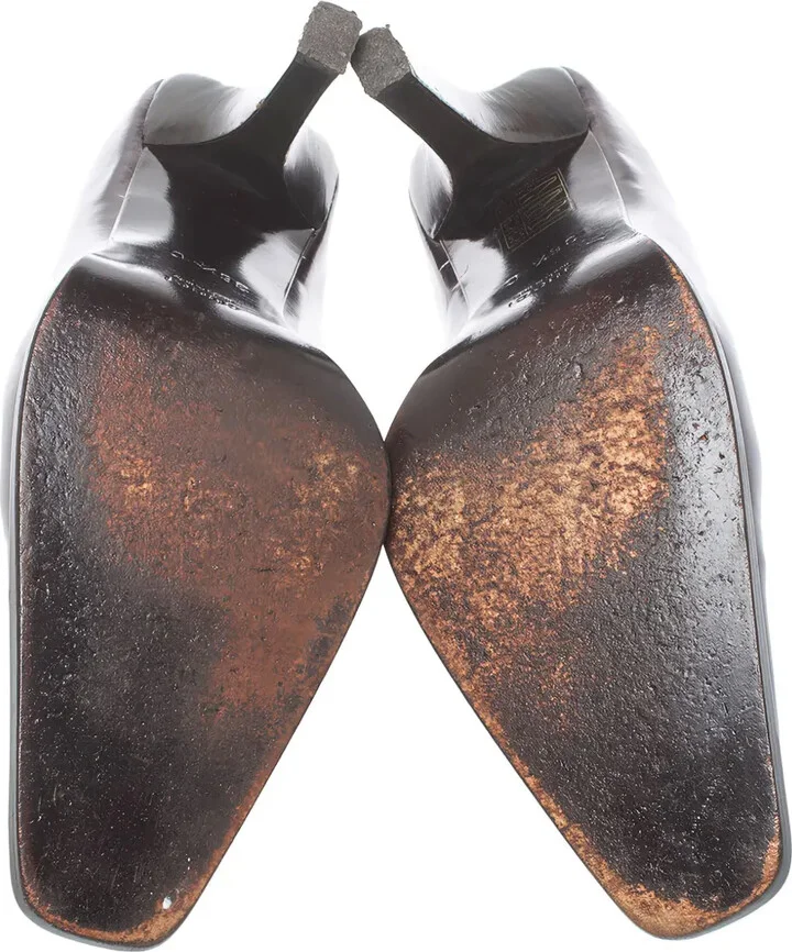 90mm Square-Toe Leather Pumps