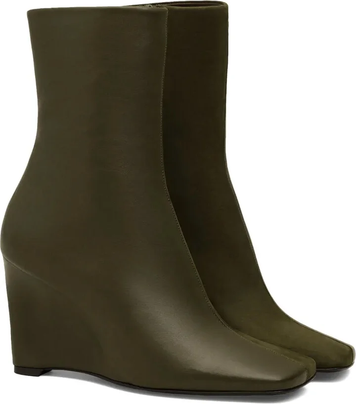 90mm Wedge Leather Boots - Image 2