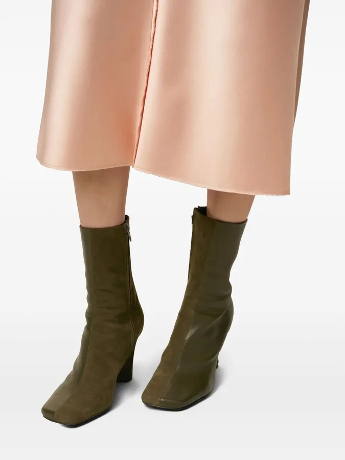 90mm Wedge Leather Boots - Image 5