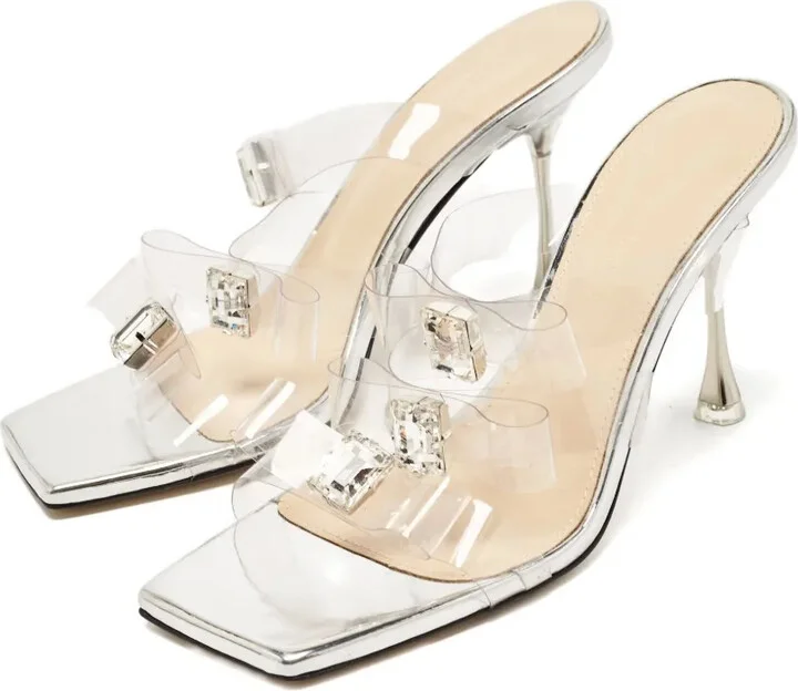 95mm Bow-Detail Clear Sandals - Image 4