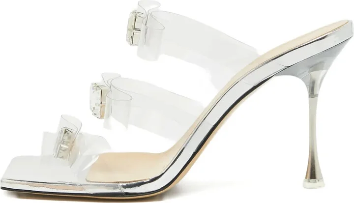 95mm Bow-Detail Clear Sandals