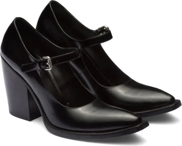 95mm Brushed Leather Pumps - Image 2