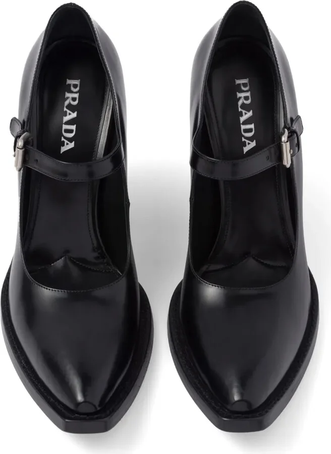 95mm Brushed Leather Pumps - Image 3
