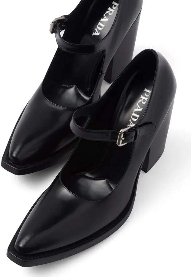 95mm Brushed Leather Pumps - Image 5
