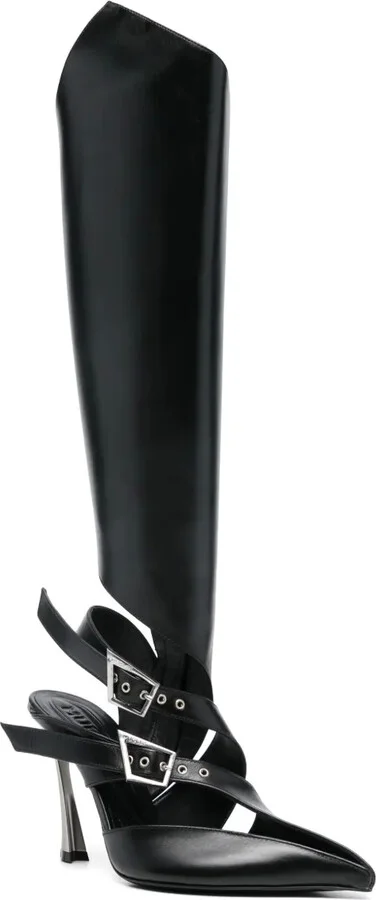 95mm Buckled Leather Boots - Image 2