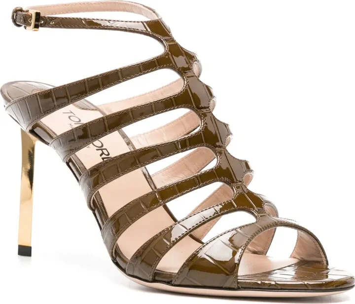 95mm Caged Leather Sandals - Image 2