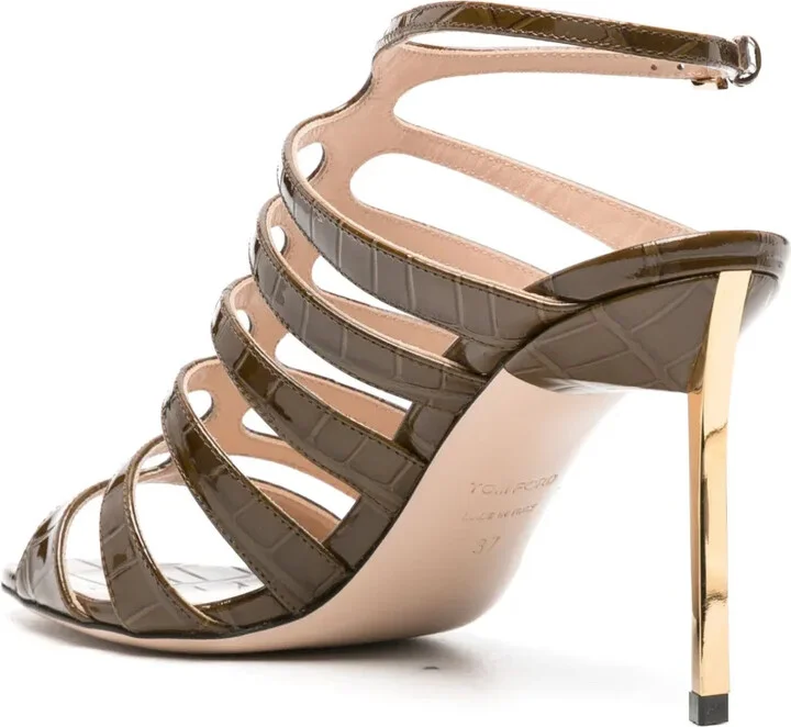 95mm Caged Leather Sandals - Image 3