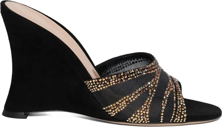 95mm Camoscio wedge sandals