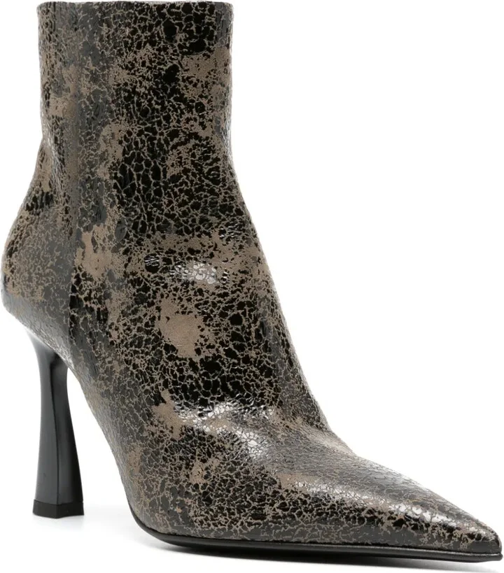 95mm Cracked-Effect Leather Boots - Image 2