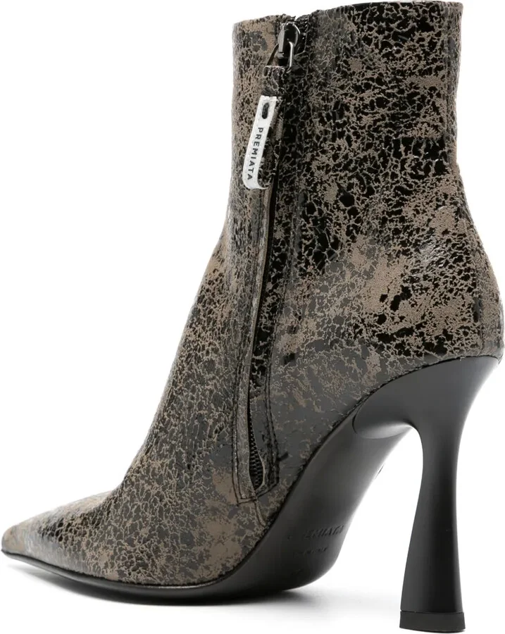 95mm Cracked-Effect Leather Boots - Image 3