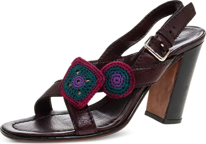 95mm Crochet-Detail Buckle-Slingback Sandals - Image 2
