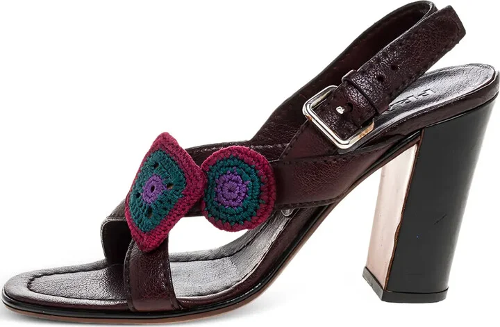 95mm Crochet-Detail Buckle-Slingback Sandals