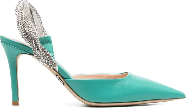 95mm Crystal-Embellished Leather Pumps