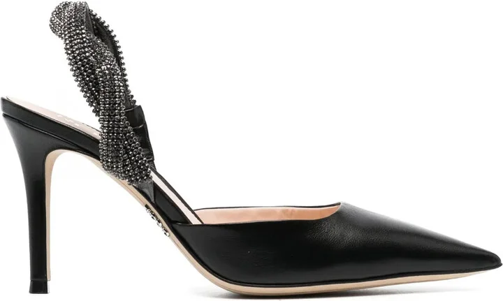 95mm Crystal-Embellished Leather Pumps