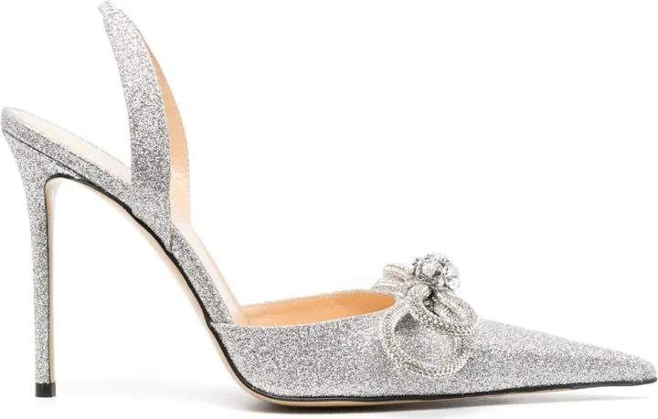 95mm Double Bow glitter pumps