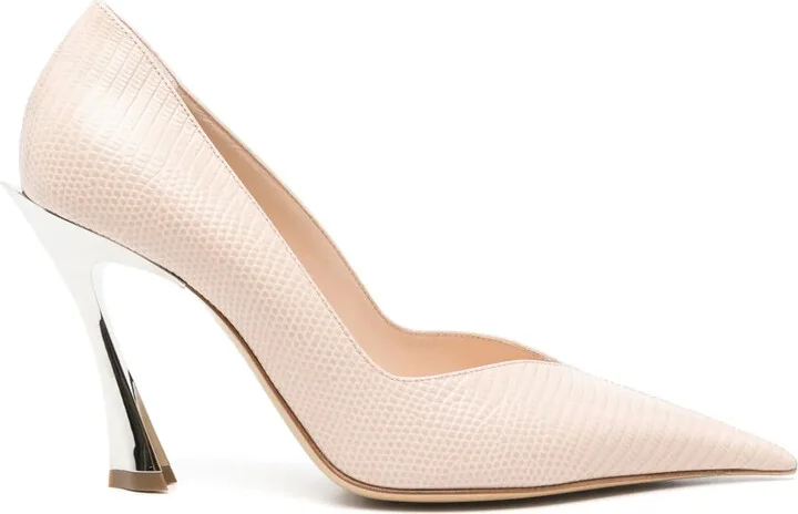 95mm Fand-Heel Leather Pumps