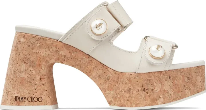 95mm Fayence leather platform sandals