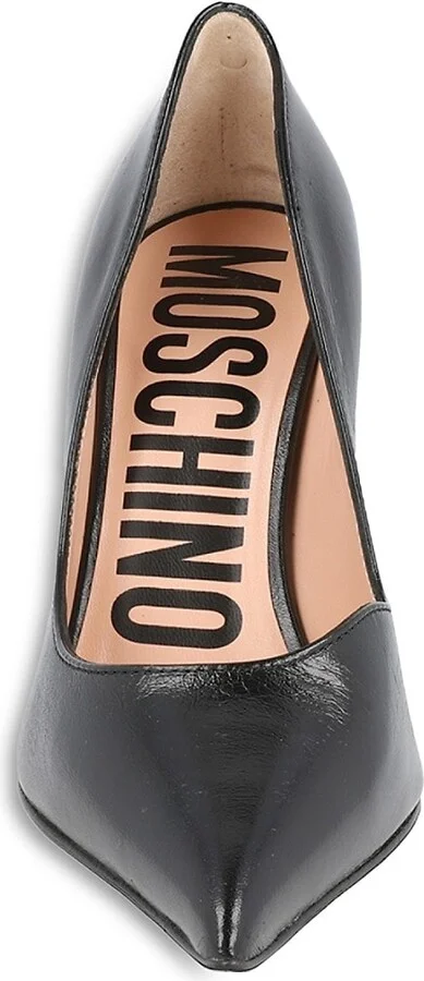 95MM Gold Metal Sculpted Heel Leather Pumps - Image 4