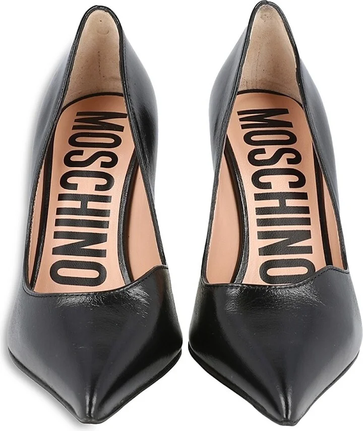 95MM Gold Metal Sculpted Heel Leather Pumps - Image 5