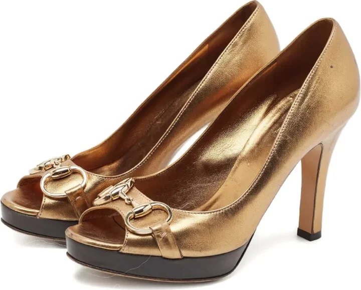 95mm Horsebit-Detail Peep-Toe Pumps - Image 3