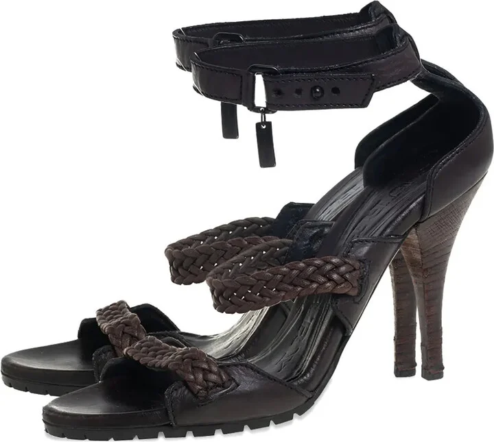 95mm Leather Braided-Strap Sandals - Image 2