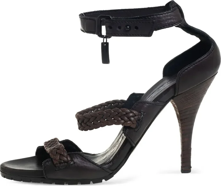 95mm Leather Braided-Strap Sandals